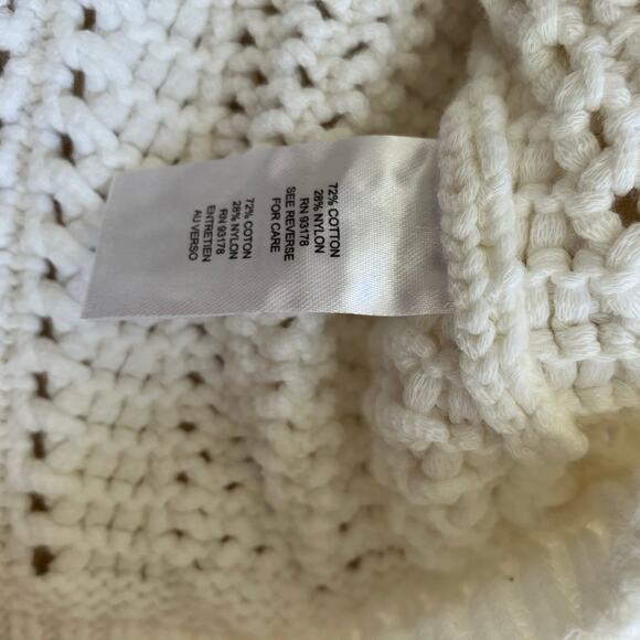 T TAHARI Women's Open Knit Cotton Blend Crewneck Sweater Chunky Knit Fisherman - Picture 10 of 16